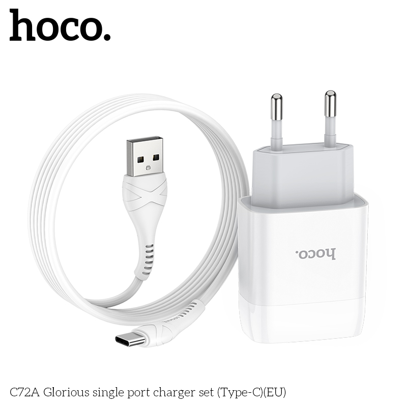 BỘ SẠC NHANH 2.1A HOCO C72A USB RA TYPE C CHÍNH HÃNG [BH 1 NĂM]