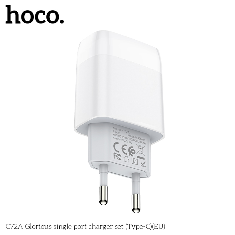 BỘ SẠC NHANH 2.1A HOCO C72A USB RA TYPE C CHÍNH HÃNG [BH 1 NĂM]