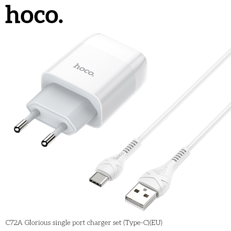 BỘ SẠC NHANH 2.1A HOCO C72A USB RA TYPE C CHÍNH HÃNG [BH 1 NĂM]