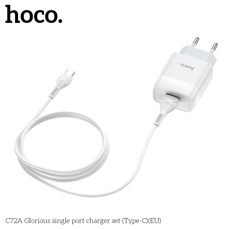 BỘ SẠC NHANH 2.1A HOCO C72A USB RA TYPE C CHÍNH HÃNG [BH 1 NĂM]