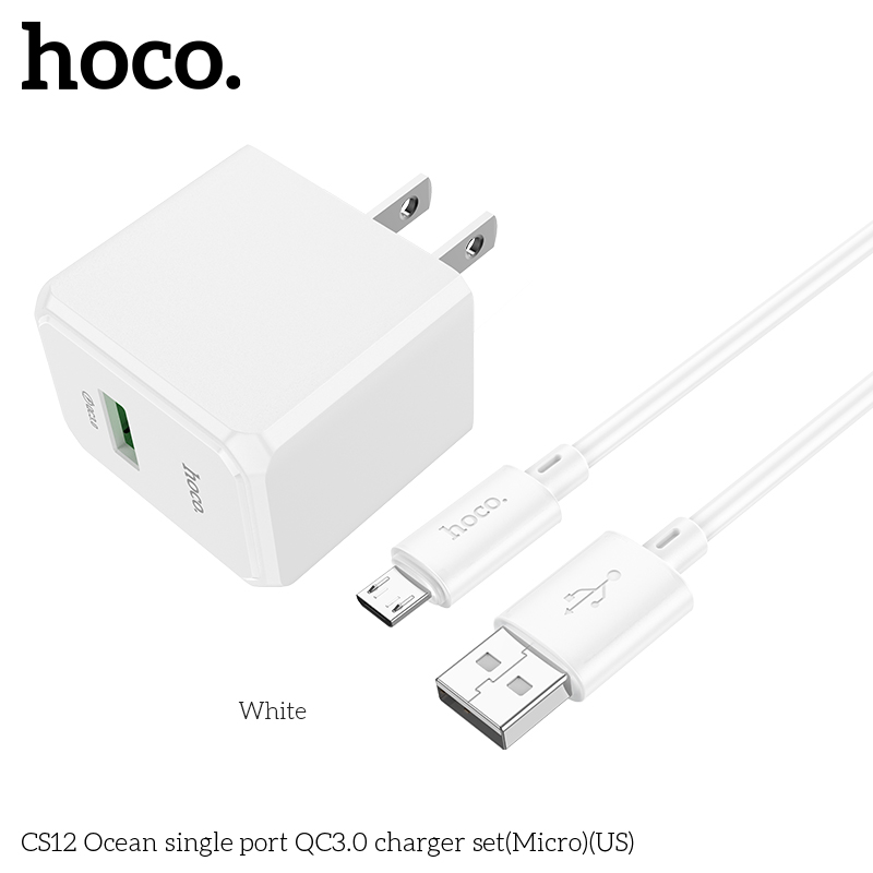 Bộ sạc nhanh Hoco CS12 Usb ra Micro 18W Q.C 3.0 chính hãng [BH 1 NĂM] / pktn sale