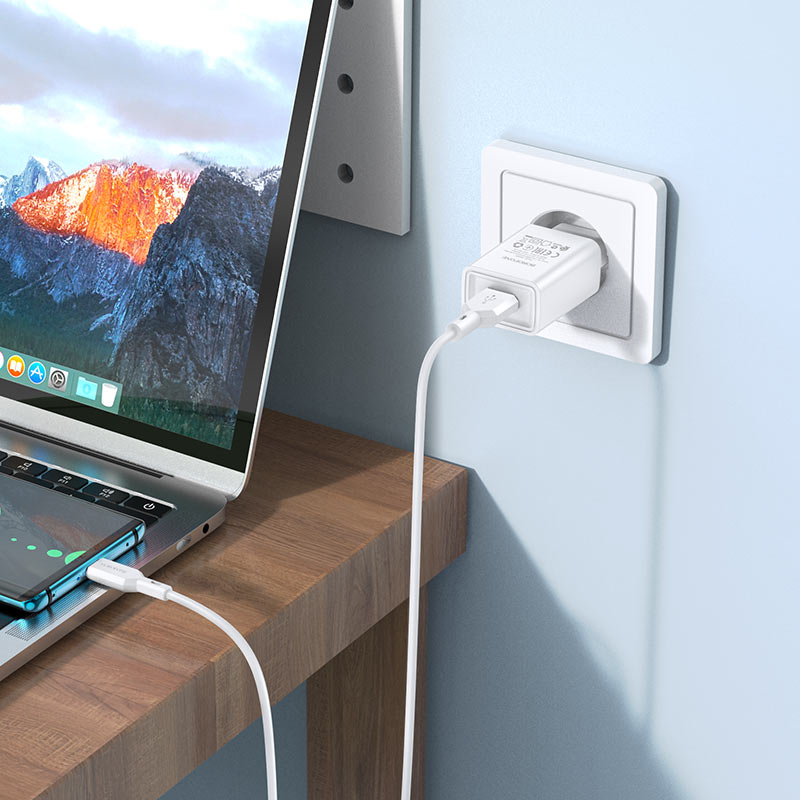 Bộ sạc BOROFONE BA68A 2.1A (A-C), Cáp USB ra Type C, Cóc 1 cổng USB chính hãng [BH 1 năm]
