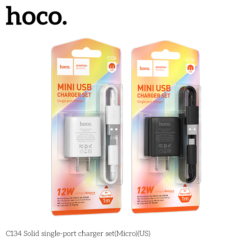 Bộ sạc nhanh 12w HOCO C134 cáp USB ra Samsung Micro chính hãng [BH 1 Năm]