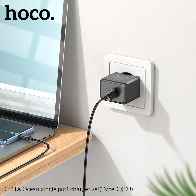 Bộ sạc nhanh HOCO CS11A Ocean chui Type C 2.1A, (A-C) Cáp USB ra Type C, Cóc sạc 1 cổng USB  chính hãng [BH: 1 năm]