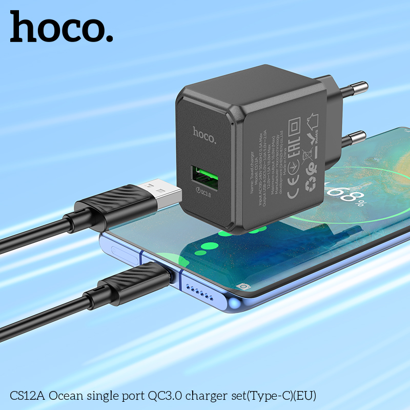 Bộ sạc QC3.0 một cổng Ocean CS12A Type-C 18W chính hãng [BH 1 NĂM]