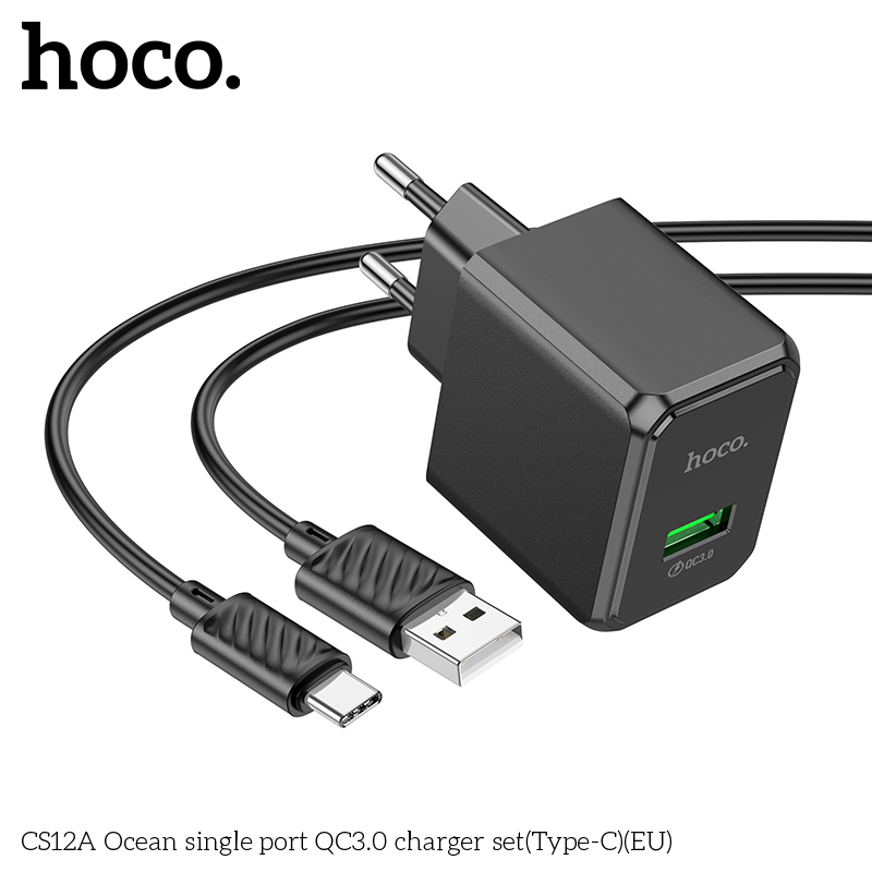 Bộ sạc QC3.0 một cổng Ocean CS12A Type-C 18W chính hãng [BH 1 NĂM]