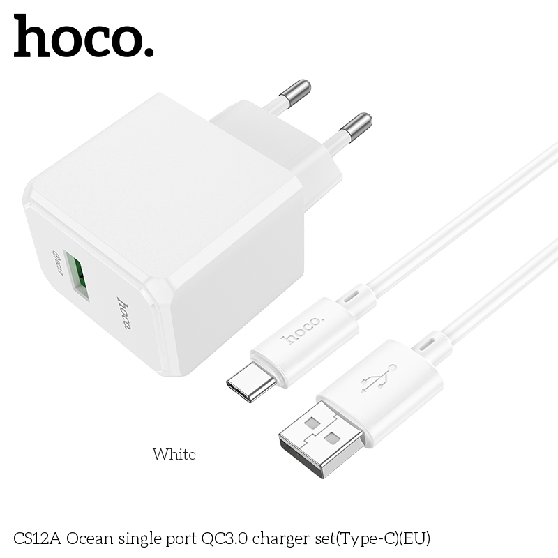 Bộ sạc QC3.0 một cổng Ocean CS12A Type-C 18W chính hãng [BH 1 NĂM]