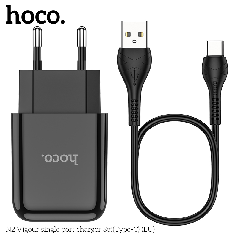 Bộ sạc HOCO N2 chui Type C 2.1A, (A-C) Cáp USB ra Type C, Cóc 1 cổng USB chính hãng [BH 1 năm]