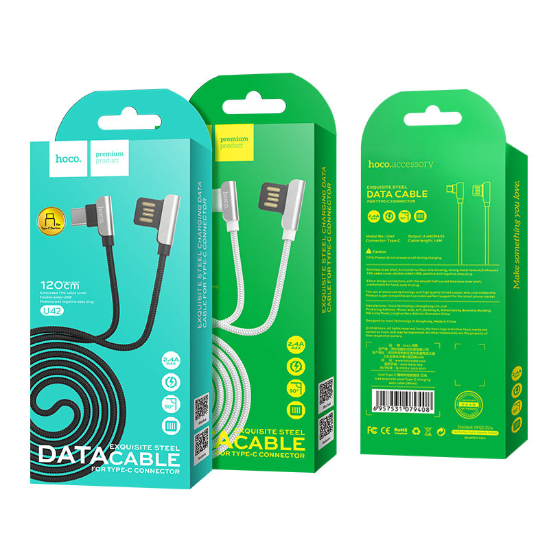 Cáp sạc dây dù Hoco U42 type-c 1m2 2.4A chính hãng [BH 1 năm]
