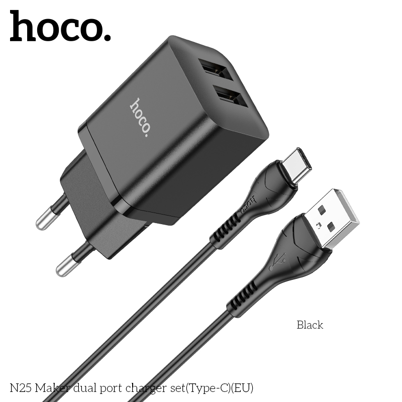 Bộ sạc Hoco N25 Type-C 2U chính hãng [BH 1 năm]