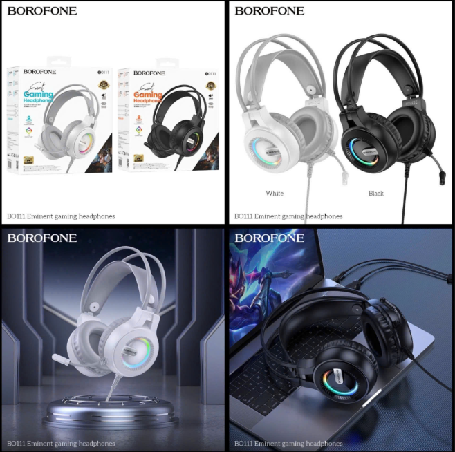 Tai nghe có dây Headphone BOROFONE BO111 tai 3.5 kèm micro kiêm đèn led siêu đẹp [BH 1 Năm]