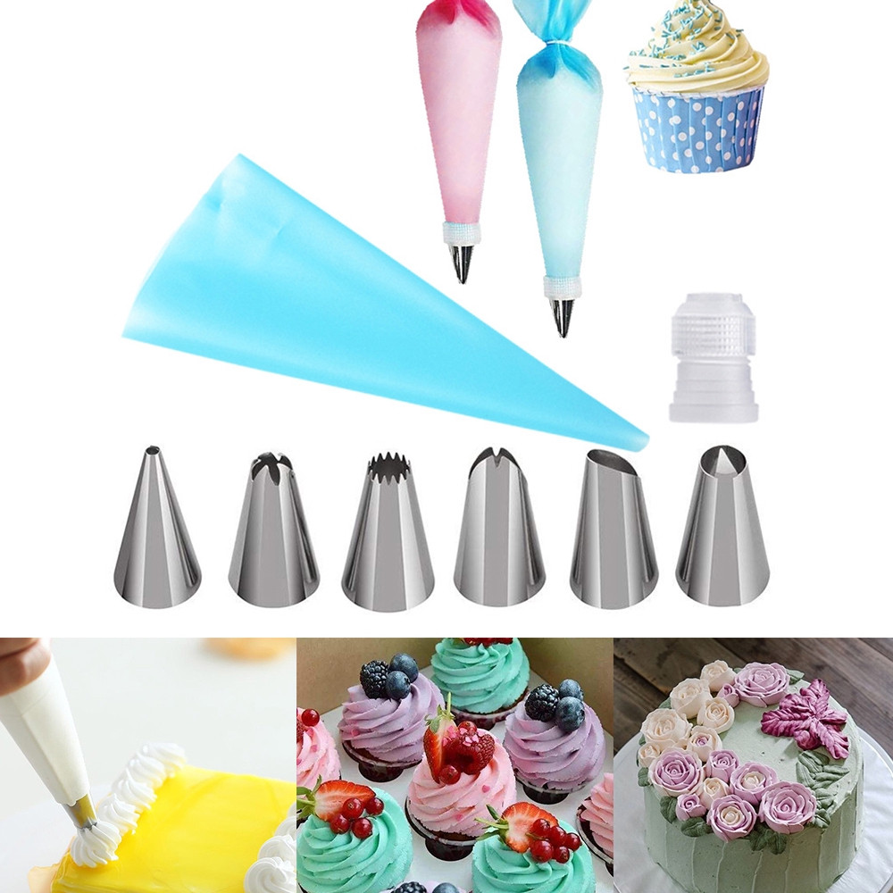 Bộ 6 đuôi bắt bông làm bánh kem kèm túi bắt kem trang trí bánh / pktn sale