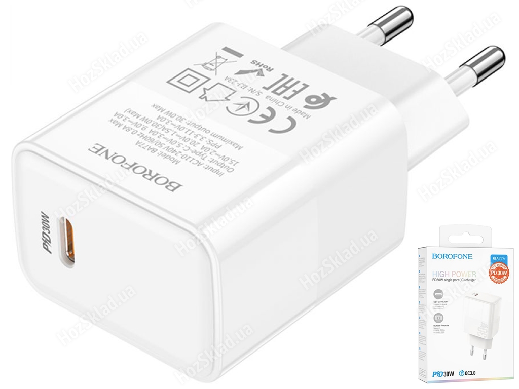 Cóc sạc nhanh 30w BOROFONE BA77A (1 cổng type-c) PD QC3.0 chính hãng [BH 1 năm]