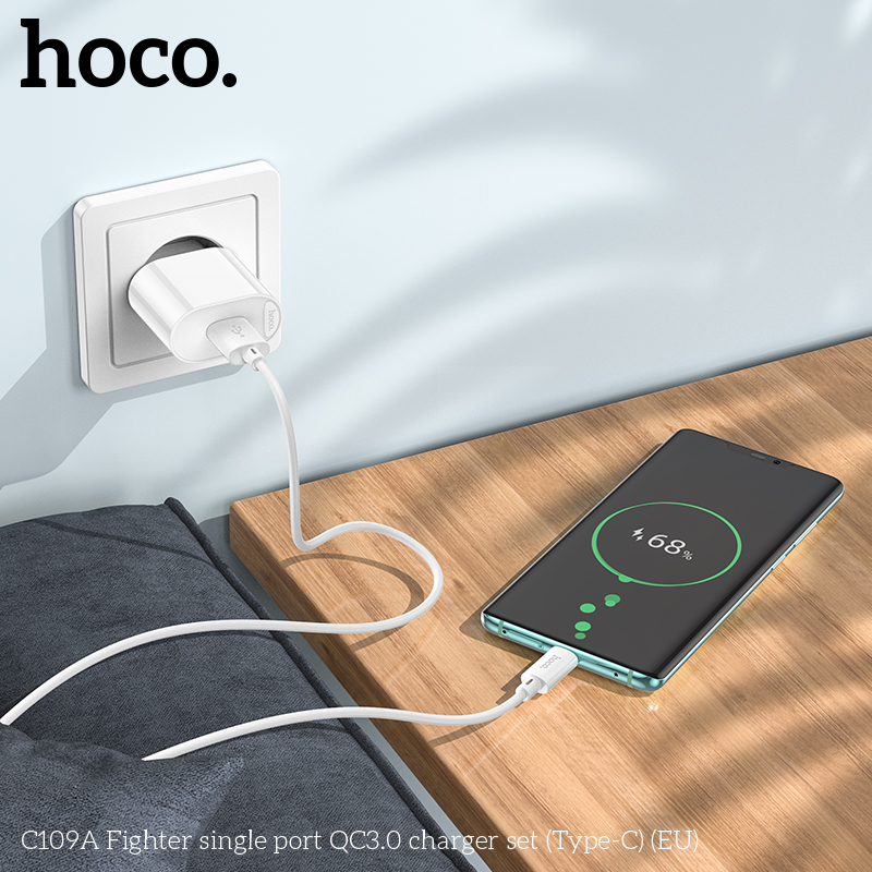 Bộ sạc nhanh 18w HOCO C109A usb ra Type-C QC3.0 chính hãng [BH 1 năm]