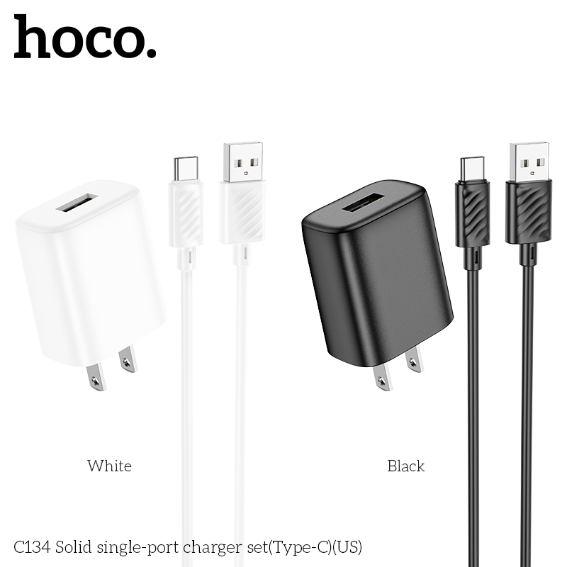 Bộ sạc nhanh 12w Hoco C134 usb ra Type-C chính hãng [BH 1 Năm]