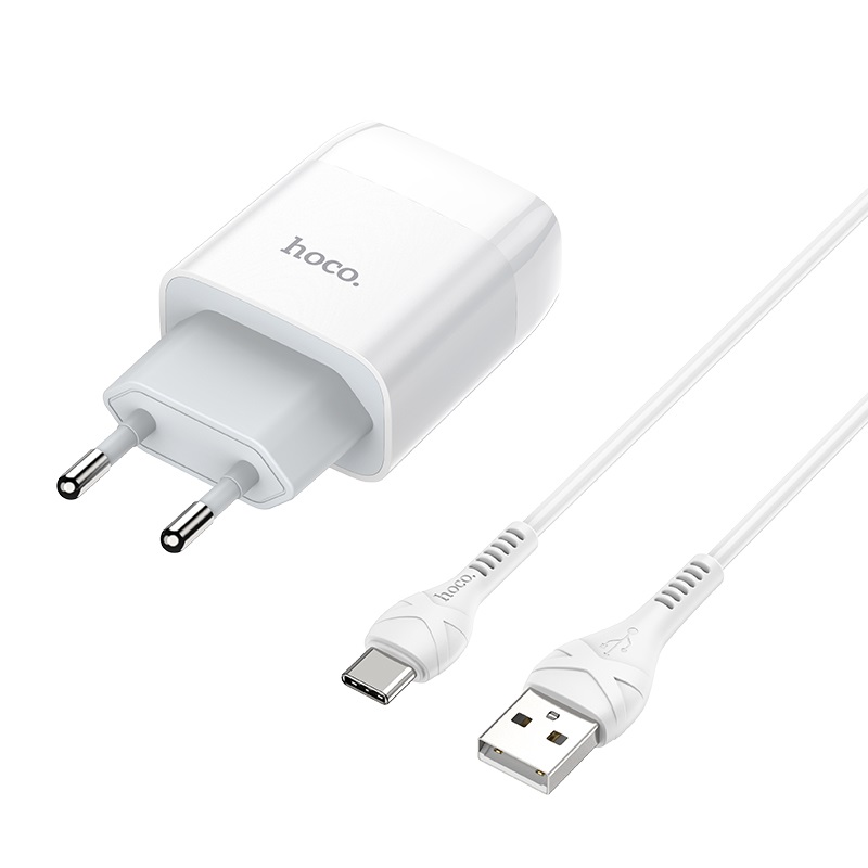Bộ sạc nhanh HOCO C73A 2 cổng usb (cáp usb ra Type-C) 2.4A chính hãng [BH 1 năm]