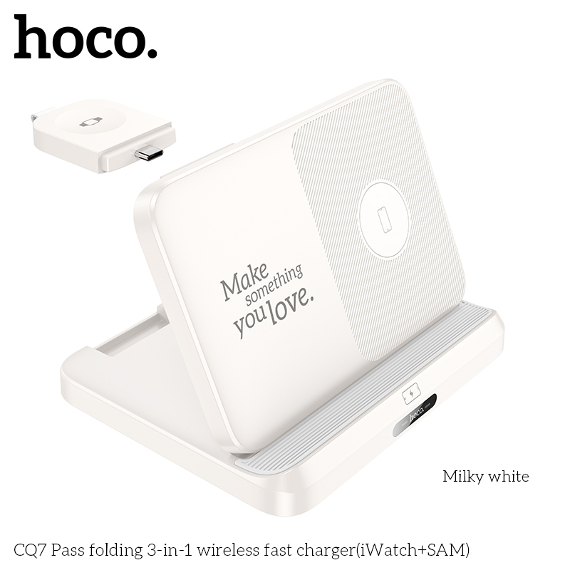 Đế sạc đa năng không dây 3in1 Hoco CQ7 (iWatch+ SAM) sạc Đồng hồ thông minh, tai nghe, điện thoại chính hãng [BH: 1 NĂM]