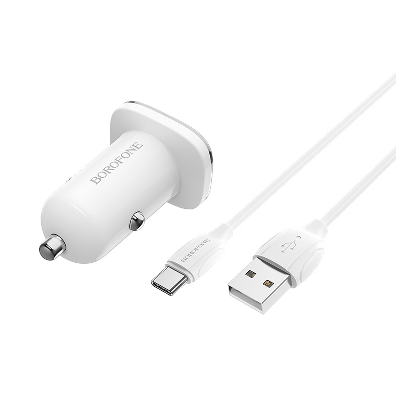 Cóc sạc xe hơi BOROFONE BZ12A (Type-C) 1 cổng usb sạc nhanh QC3.0 kèm cáp sạc Type C chính hãng [bh 1 năm]