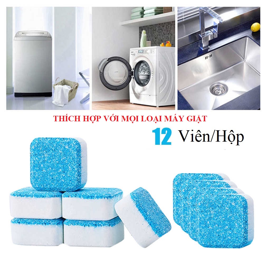 Hộp 12 viên sủi tẩy và khử mùi lồng máy giặt (hộp xanh) [BH: NONE]