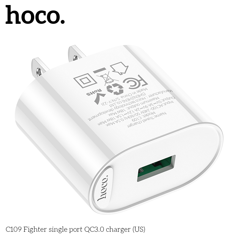 Cóc sạc nhanh 18w HOCO C109 US cóc 1 cổng usb chính hãng [BH 1 Năm]