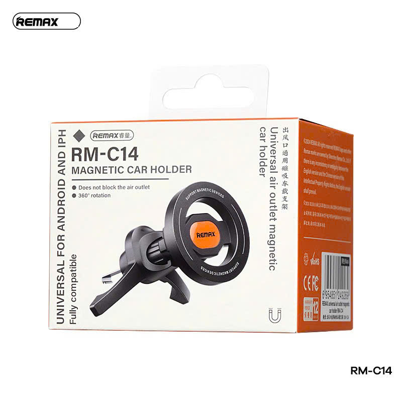 Giá đỡ điện thoại trên xe hơi oto REMAX RM-C14 kẹp khe máy lạnh hít nam châm từ tính siêu đẹp [NONE]