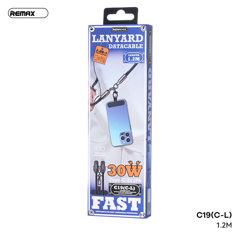 Cáp sạc nhanh Remax C19 sạc nhanh 30w Type C ra Iphone (C-L) cáp dài 1m2 mẫu dây đeo siêu chắc chắn [BH 1 Năm]