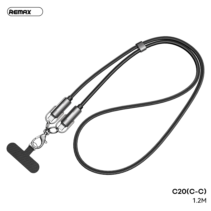 Cáp sạc nhanh Remax C20 sạc nhanh 65w 2 đầu Type C ra Type C (C-C) cáp dài 1m2 mẫu dây đeo siêu chắc chắn [BH 1 Năm]