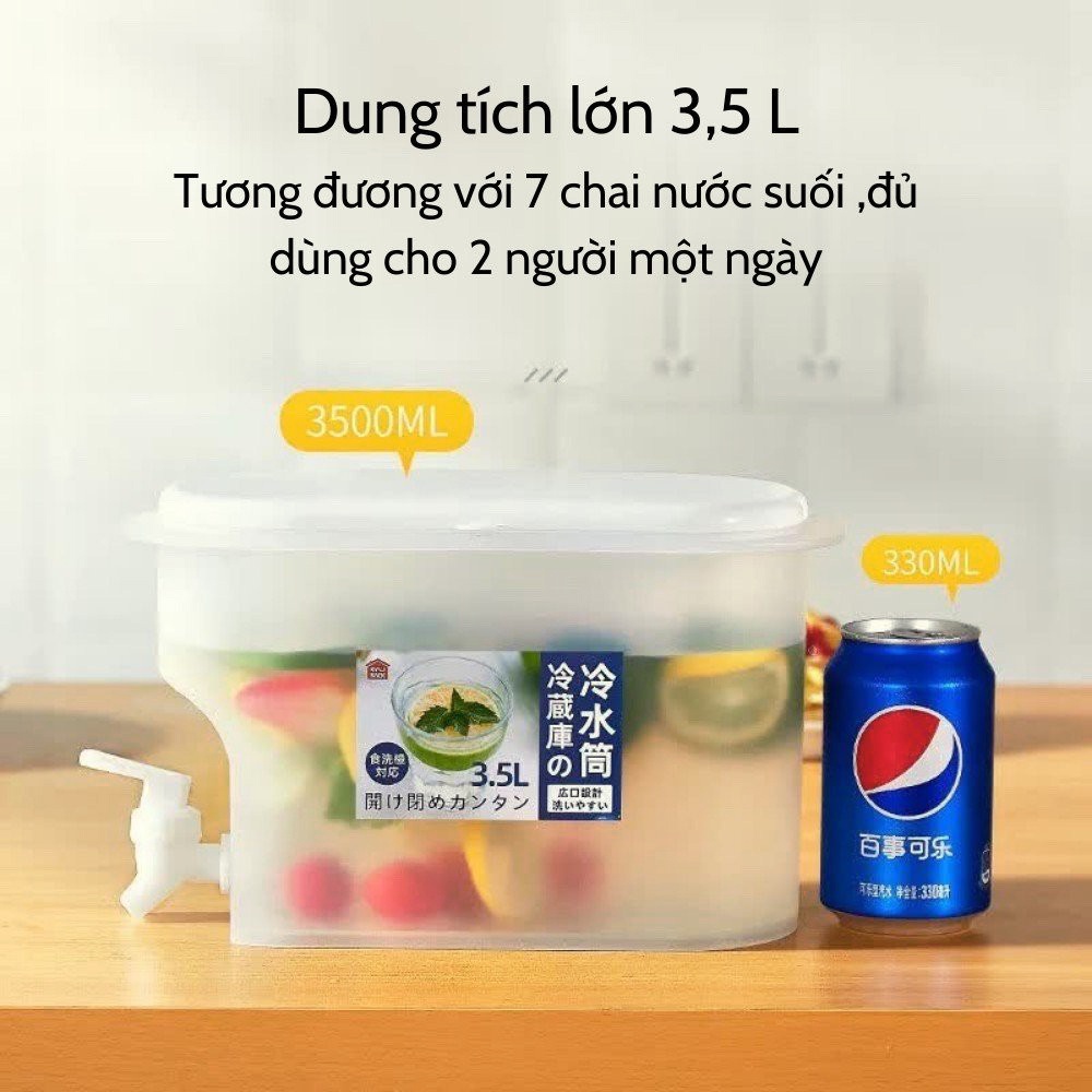 Bình Đựng Nước Có Vòi 3.5L  Loại Xịn Nhựa Cao Cấp Đa Năng Để Tủ Lạnh [BH: NONE]