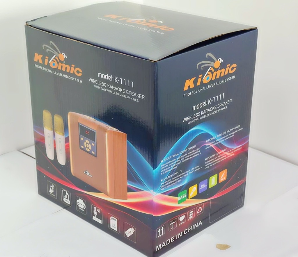 Loa karaoke mini KIOMIC K1111 kèm 2 micro hát bluetooth chính hãng [BH 6 tháng]