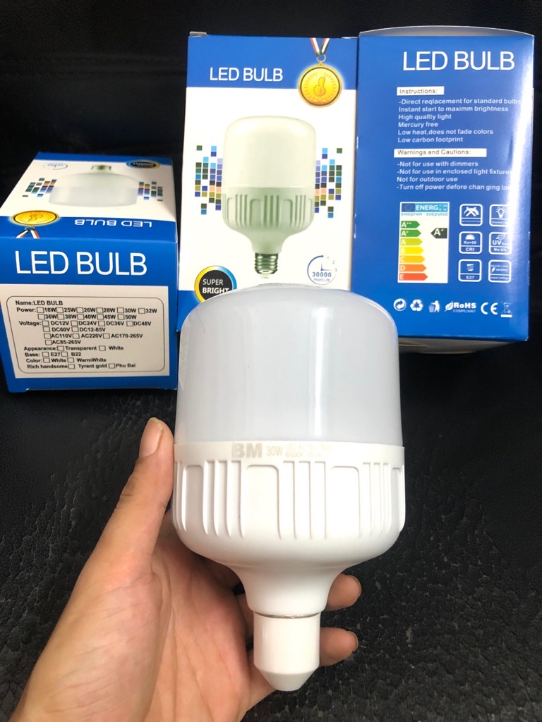 Bóng đèn led bulb trụ BM 30w chính hãng [BH: 1 THÁNG]