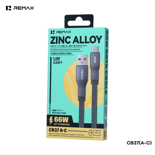 Cáp sạc nhanh 66W REMAX CB37 [A-C] Cáp Type C 66W dài 1m2 chính hãng