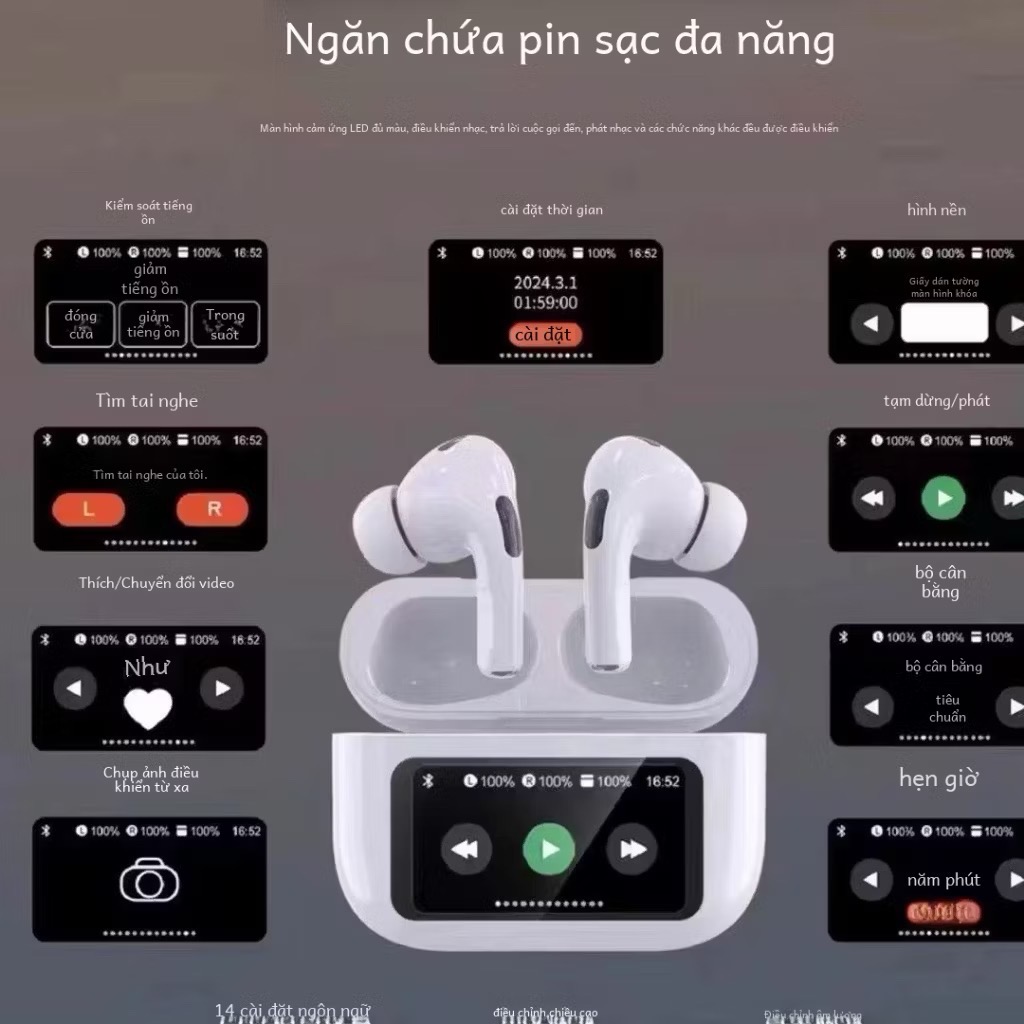 Tai nghe Airpods Pro ANC/ENC doc sạc có màn hình AMBIENT SOUND [BH: 3 Tháng]