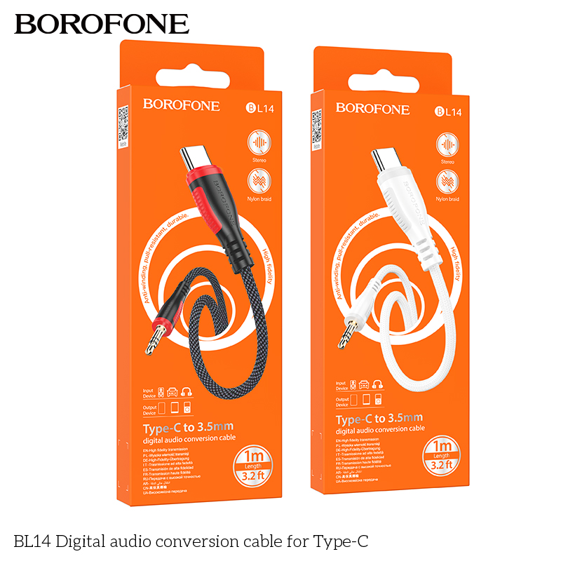 Cáp Borofone BL14 Type-C chuyển đổi âm thanh kỹ thuật số