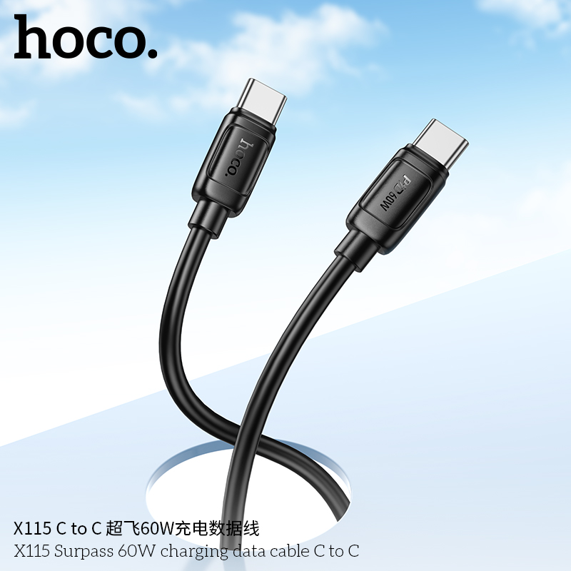 Cáp sạc  60W  HOCO X115 Type C ra Type C (c-c) sạc nhanh mẫu mới siêu đẹp [BH 1 Năm]