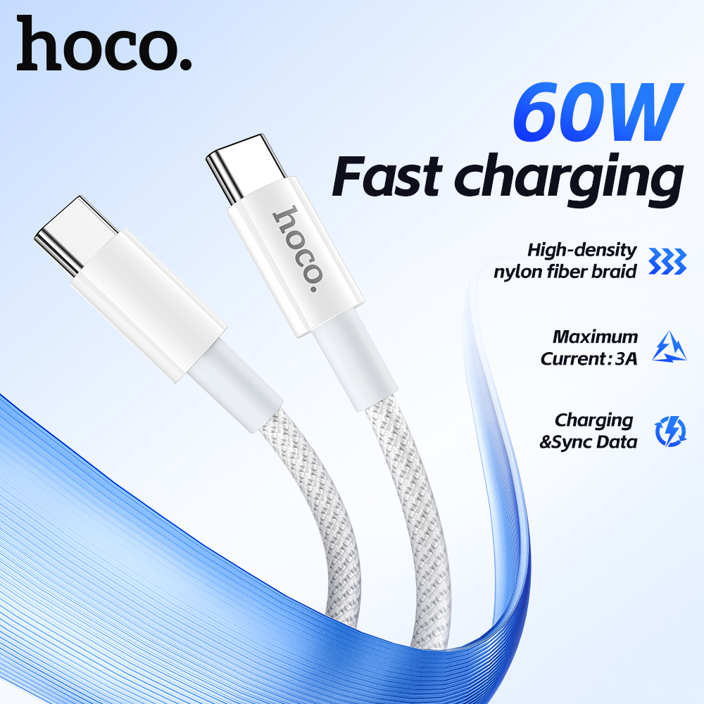 Cáp sạc nhanh 60w HOCO X56 (c-c) 2 đầu Type C ra Type C dây dù siêu đẹp [Bh 1 năm]