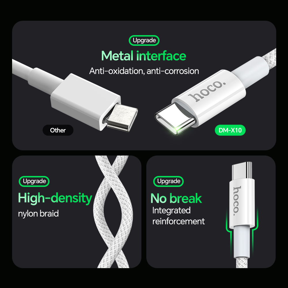 Cáp sạc nhanh 3A truyền dữ liệu Hoco DM-X10 Micro dây dù (usb ra micro) chính hãng [BH: 1 NĂM]