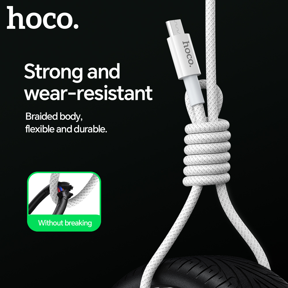 Cáp sạc nhanh 3A truyền dữ liệu Hoco DM-X10 Micro dây dù (usb ra micro) chính hãng [BH: 1 NĂM]