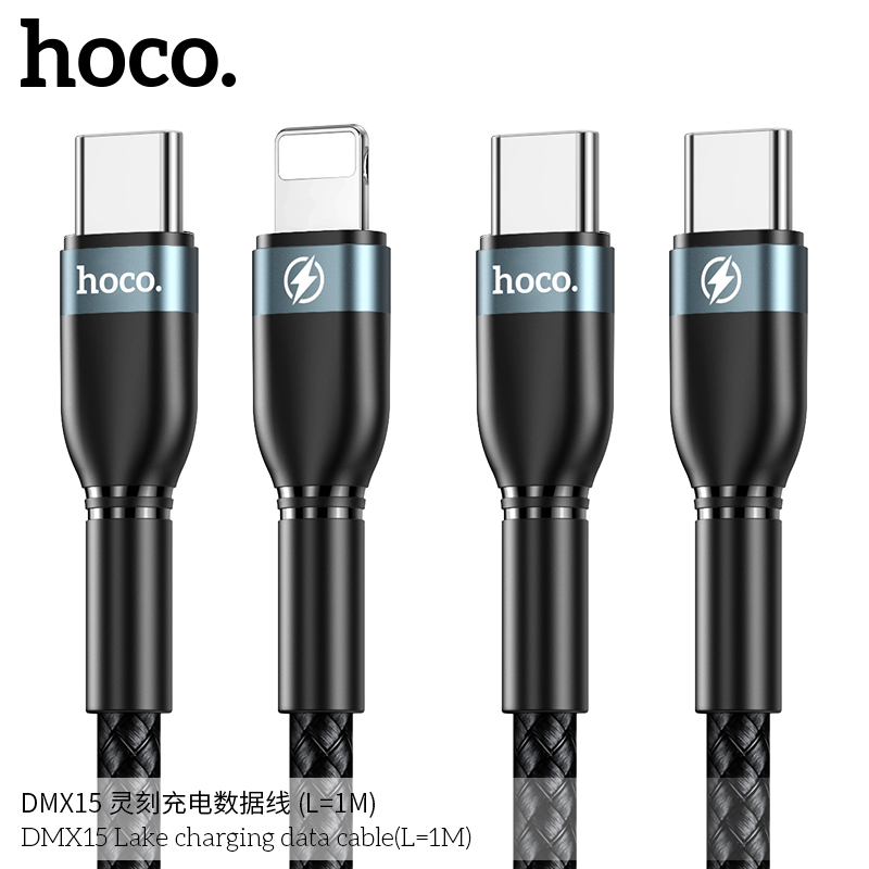 Cáp sạc nhanh 60W HOCO DMX15 (C-C) 2 đầu type-c ra typec dài 1m chính hãng [BH 1 Năm]