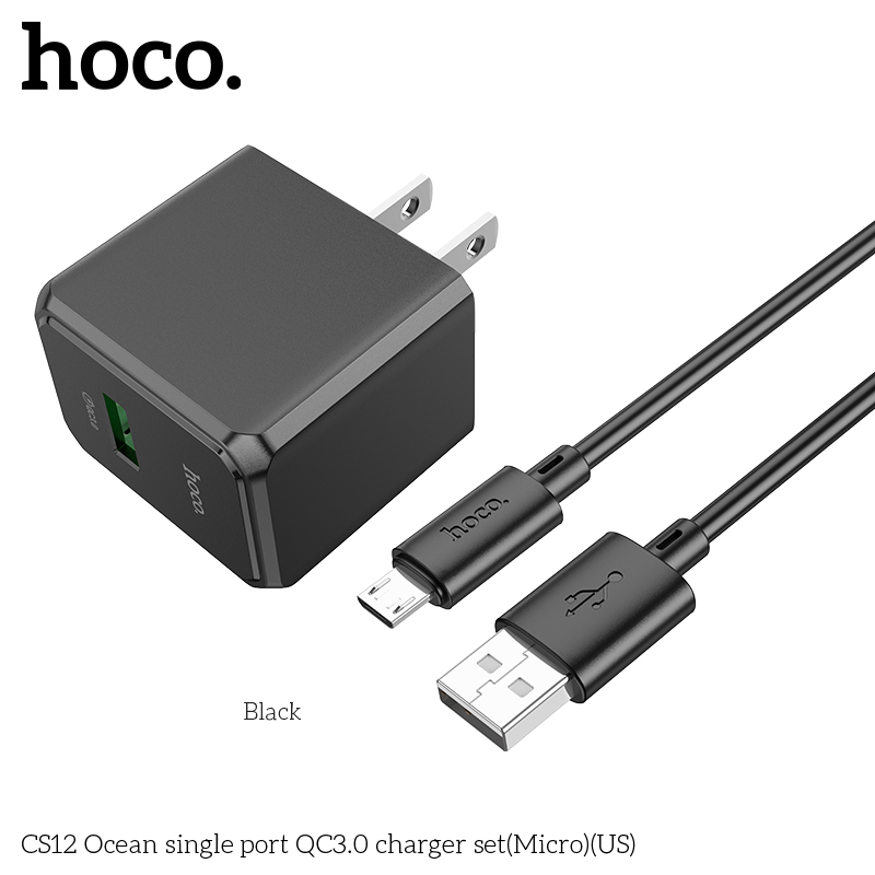 Bộ sạc nhanh Hoco CS12 Usb ra Micro 18W Q.C 3.0 chính hãng [BH 1 NĂM] / pktn sale