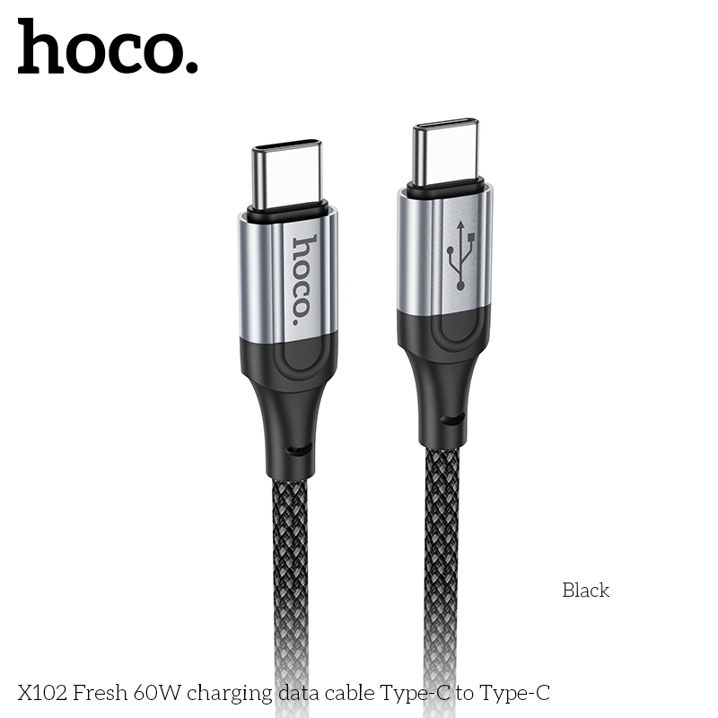 Cáp sạc nhanh 60w HOCO X102 (c-c) 2 đầu type-c ra typec chính hãng [BH 1 năm]