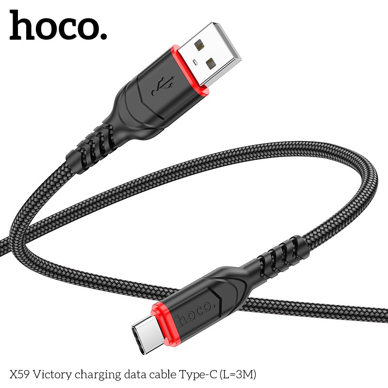 Cáp sạc nhanh type-c 3m HOCO X59 (usb ra typec 3 mét) chính hãng [BH 1 năm]
