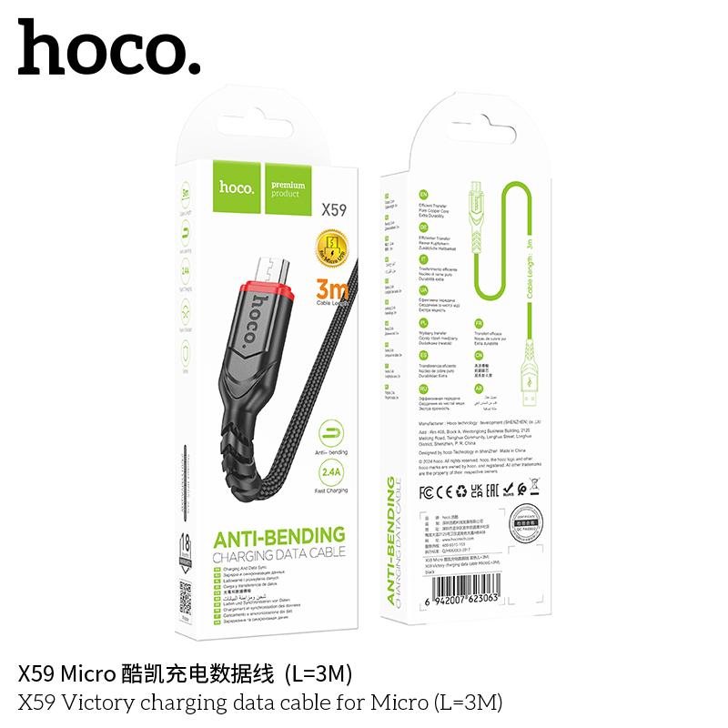 Cáp sạc nhanh micro 3m HOCO X59 (usb ra samsung 3 mét) chính hãng [BH 1 năm]