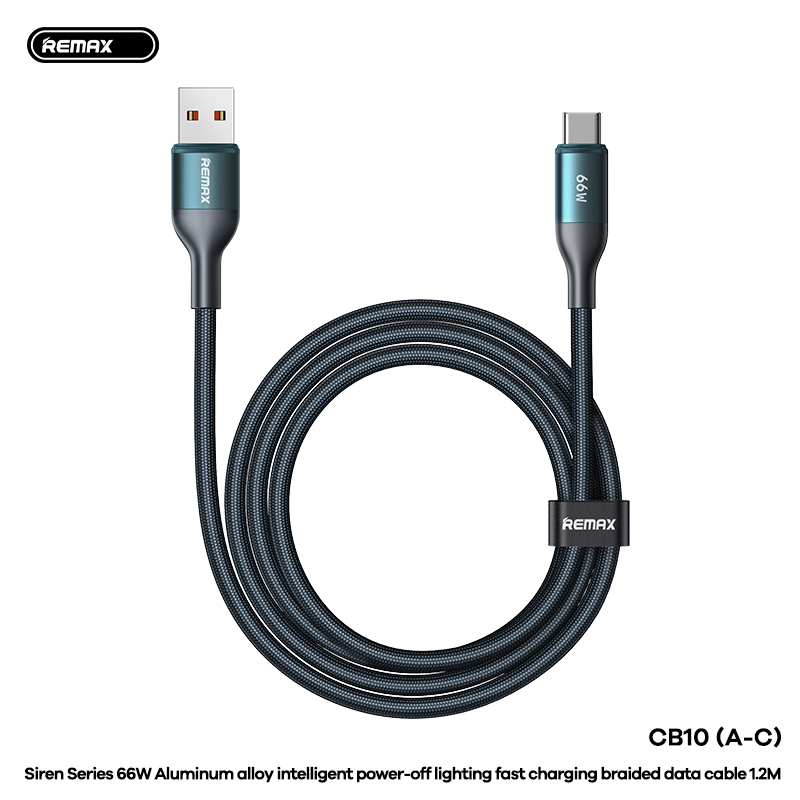 Cáp sạc nhanh 66W REMAX CB10-A-C cáp USB ra Type C dài 1m2 kèm đèn led báo sạc siêu đẹp