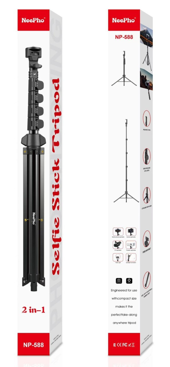 Giá đỡ kẹp điện thoại Neepho NP-588 3 chân Tripod xịn 2in1 tự sướng [BH: NONE]