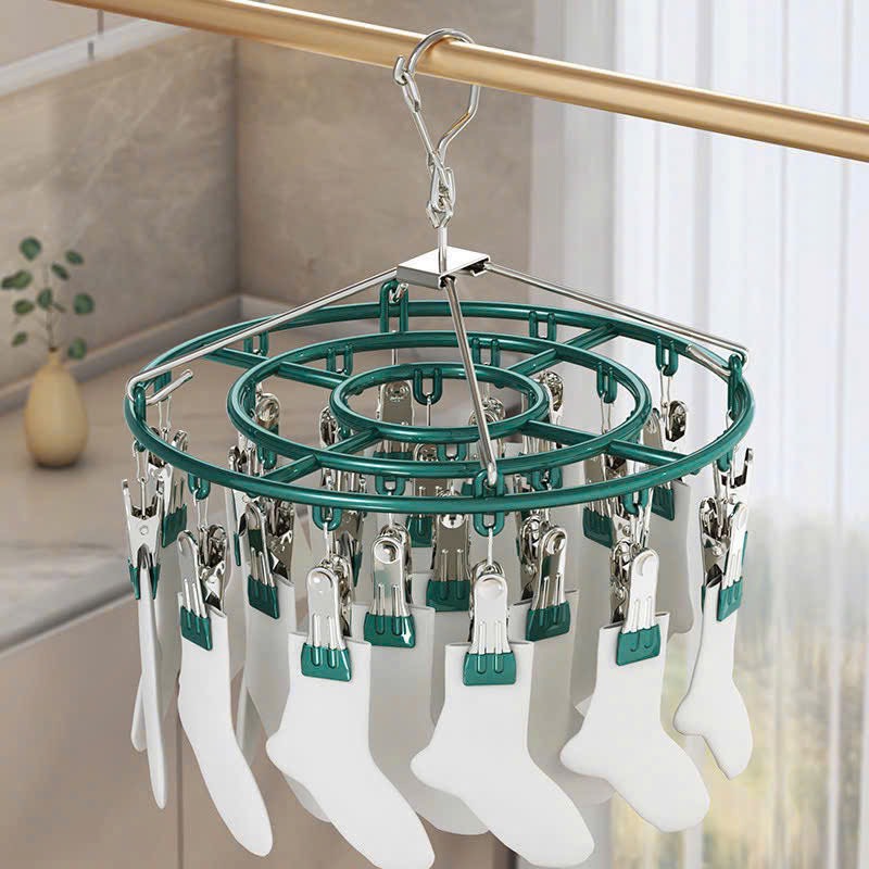Móc kẹp tròn phơi tất, khăn, đồ lót, đồ bé sơ sinh 24 kẹp inox [BH: None] 1l1