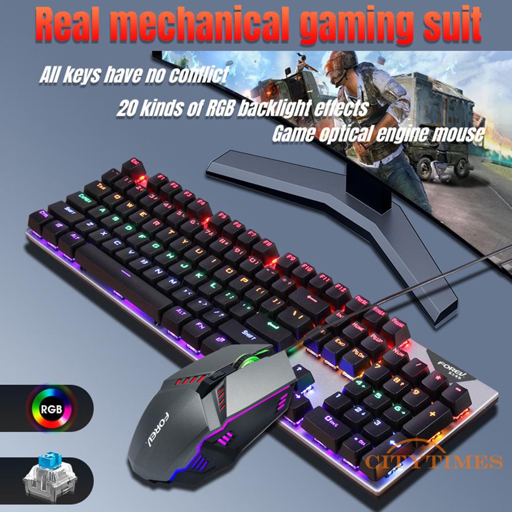 Combo bàn phím chuột cơ FOREV FV-609 chuyên game có led chính hãng [BH 1 năm] / pktn sale