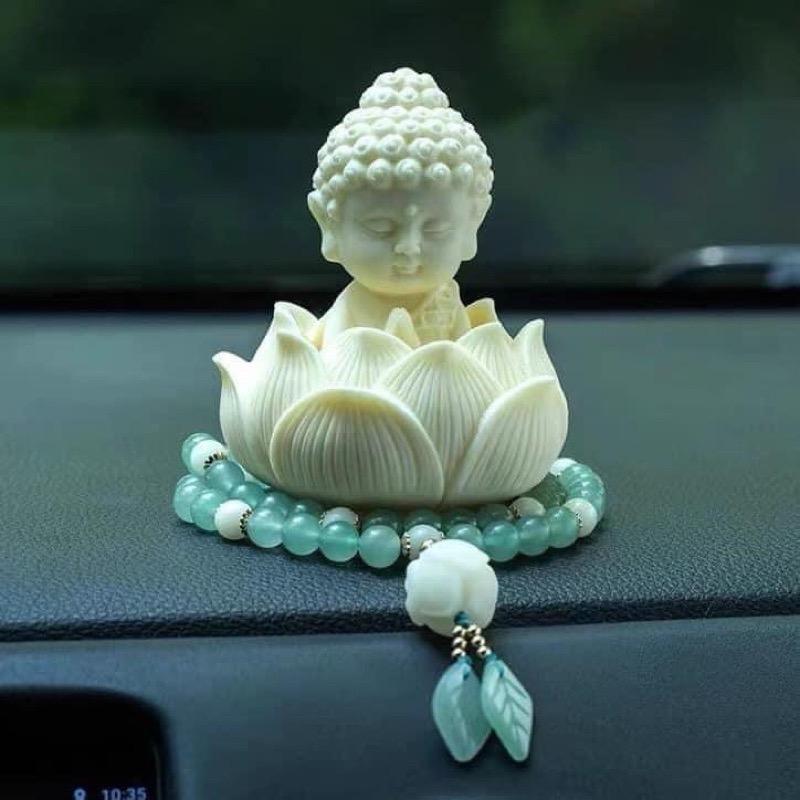 Tượng Phật mini ngồi trên đài sen để xe hơi, bàn làm việc, decor cầu may mắn bình an [BH: NONE]