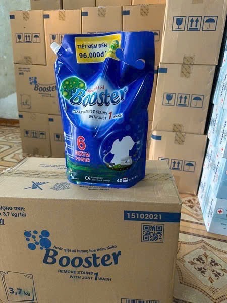 1 Bịch nước giặt xã Booster 3.7kg Thế hệ mới 6 ENZYME POWER BỀN MÀU [BH: NONE]
