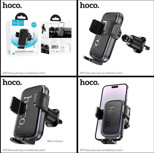 Giá đỡ điện thoại trên xe hơi HOCO H78 mẫu kẹp lỗ thông gió oto xoay 360 độ siêu tiện lợi
