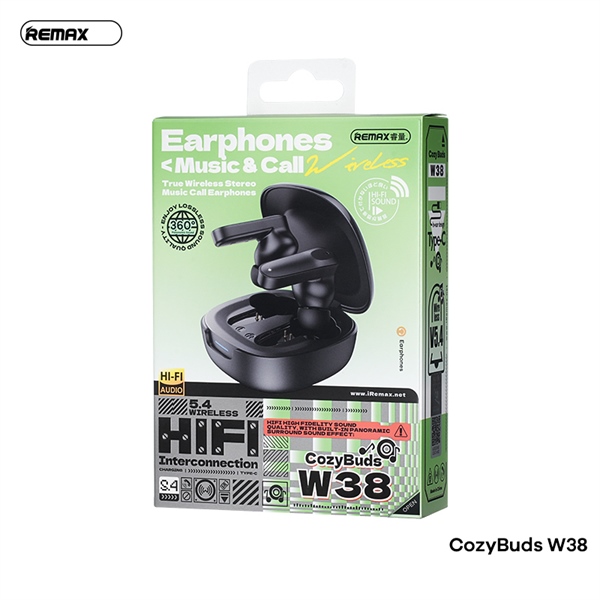 Tai nghe bluetooth REMAX Cozybuds W38 kiểu dáng airpods chính hãng [BH 1 năm]